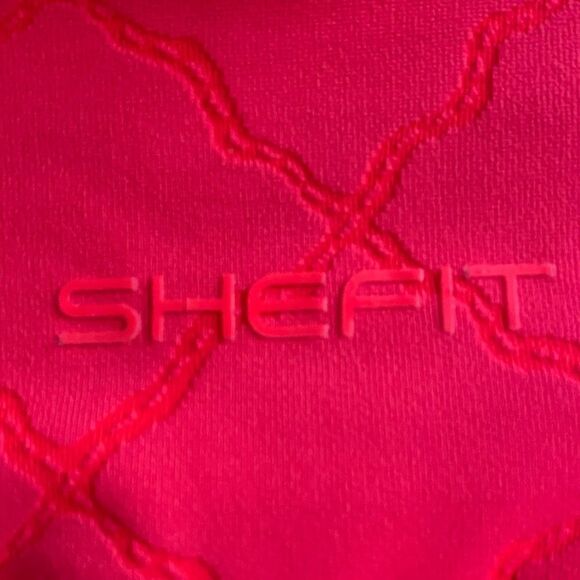 SheFit Woven‎ Jacquard High Compression Leggings Medium Neon Pink/Red - Picture 6 of 7